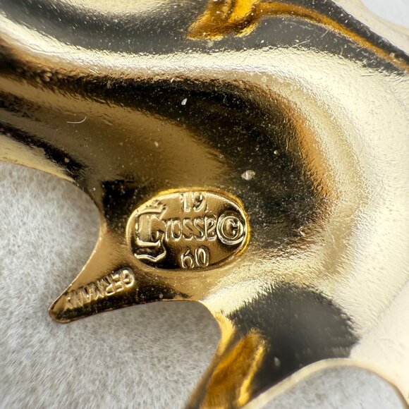 Gold Plated Leaf Brooch By Grosse Germany 1960 Vintage Jewelry Fall Nature Desig - Picture 5 of 5